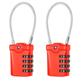 NAGE Suitcase Lock Combination Lock, Suitcase Locks, 4 Digit, TSA Lock, Suitcase, Cable Lock, Backpack Lock, Padlock (2 Pieces, Red)