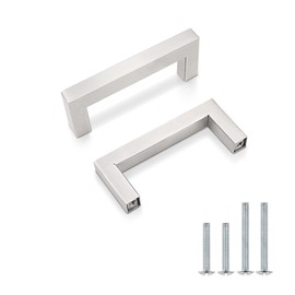 Gobrico 30 Pack Stainless Steel Kitchen Cabinet Handles,Square Satin Nickel Kitchen Drawer Pulls, Cabinet Hardware Hole Centers 76mm for Bathroom and Bedroom