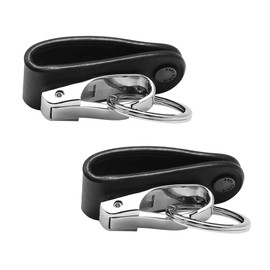 Anxingo Stainless Steel Keychains Cowhide Leather Detachable Belt Keyring Key Chain Hook Key Ring Holder for Men Gift (2 Pack)