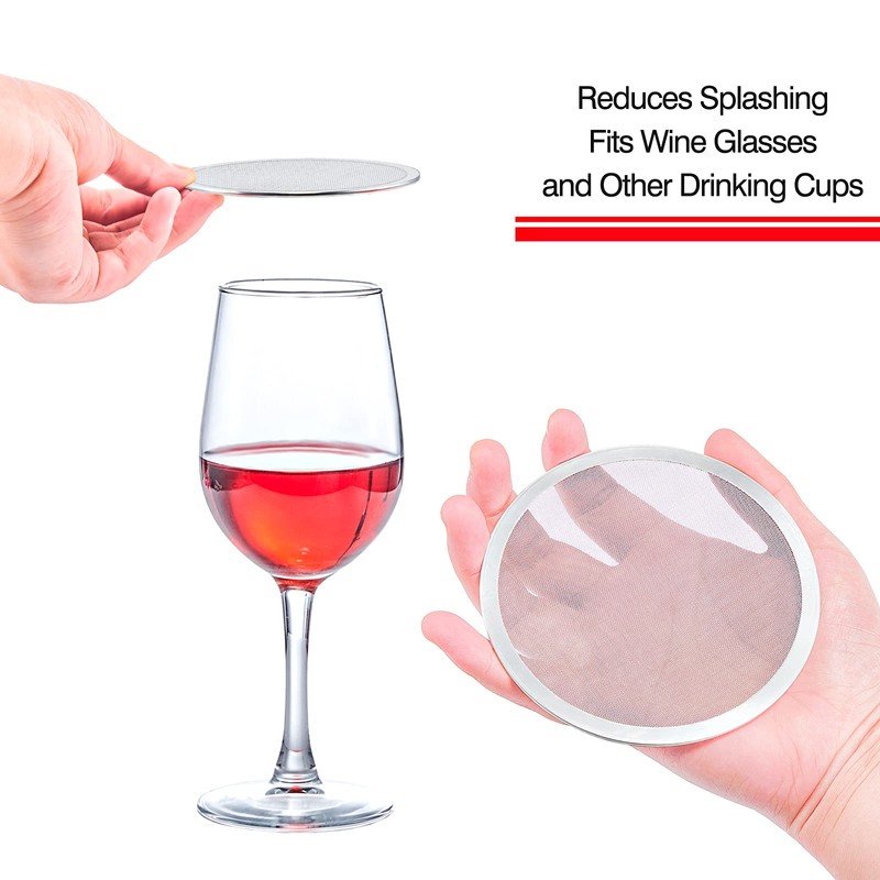 8 Pieces Stainless Steel Drink Covers Wine Glass Cover Mesh