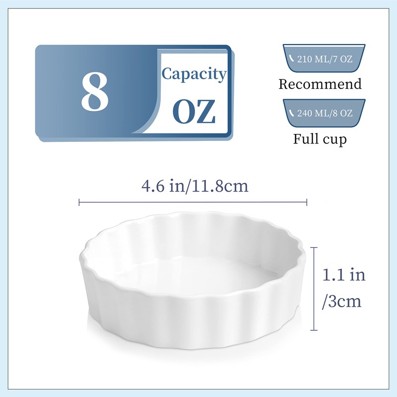 LOVECASA Porcelain Ramekins 8 Oz Oven Safe Set of 6