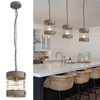 wochos Farmhouse Pendant Light, Adjustable Metal and Wood Chandelier Light