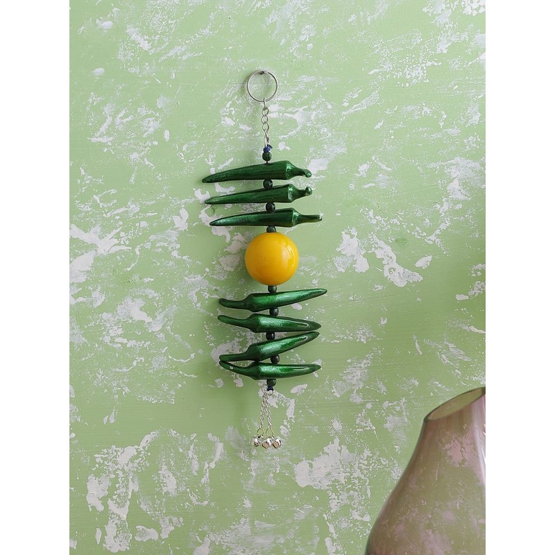Metallic Nimbu Mirchi Buri Nazar Battu Evil Eye Decor Lemon
