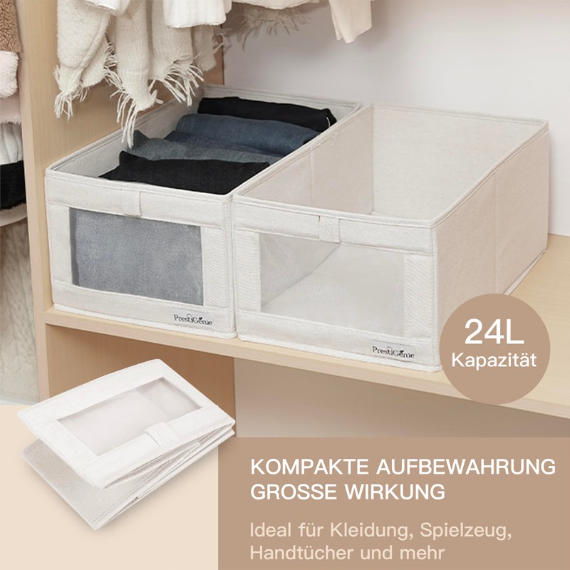 Prestigénie - Clothes Storage Boxes, 2 Pack Canvas Storage Basket