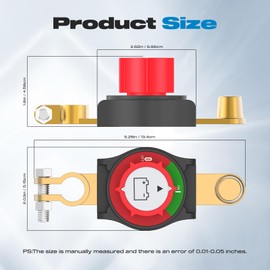 Malictele Top Post Battery Disconnect Switch 275A Heavy Duty 12V/24V/48V Battery Cut Off Master Kill Switch for Car, Marine, RV, Boat, Truck
