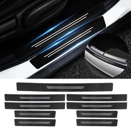 FT Funtor Carbon Fibre Patterned Car Door Sill Protector, Door Sill Sticker, Universal Car Door Protection, Carbon Fibre Bumpers, Anti-Scratch, Suitable for All Vehicles (9 Pieces)