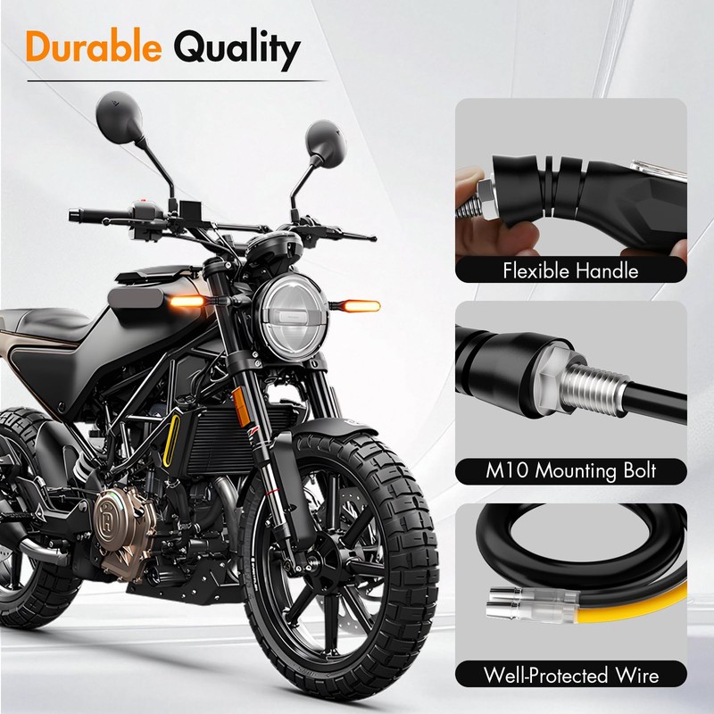 Alopee 4-Pack Sequential LED Motorcycle Turn Signals 12V Flowing IP67