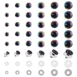PH PandaHall 24 Sets Glitter Safety Eyes 6 Sizes Craft Eyes Glitter Animal Eyes Crochet Eyes with Washers for Amigurumi Puppet Teddy Bear Stuffed Plush Animal Making 14.5/15/16.5/17/21.5/23 mm