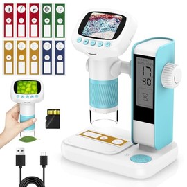 USCAMEL Digital Handheld Microscope for Children: 50X-1000X Portable Mini Scope with Stand, 2 Inch LCD Screen for Photo and Video Recording with Timer - Scientific Education Tool for Children