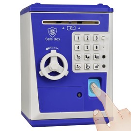 KDSbnk - Hucha con contraseña y bloqueo de huellas dactilares, banco de dinero de voz, regalo genial y educativo para niños y niñas con registro de tiempo de los últimos tres accesos