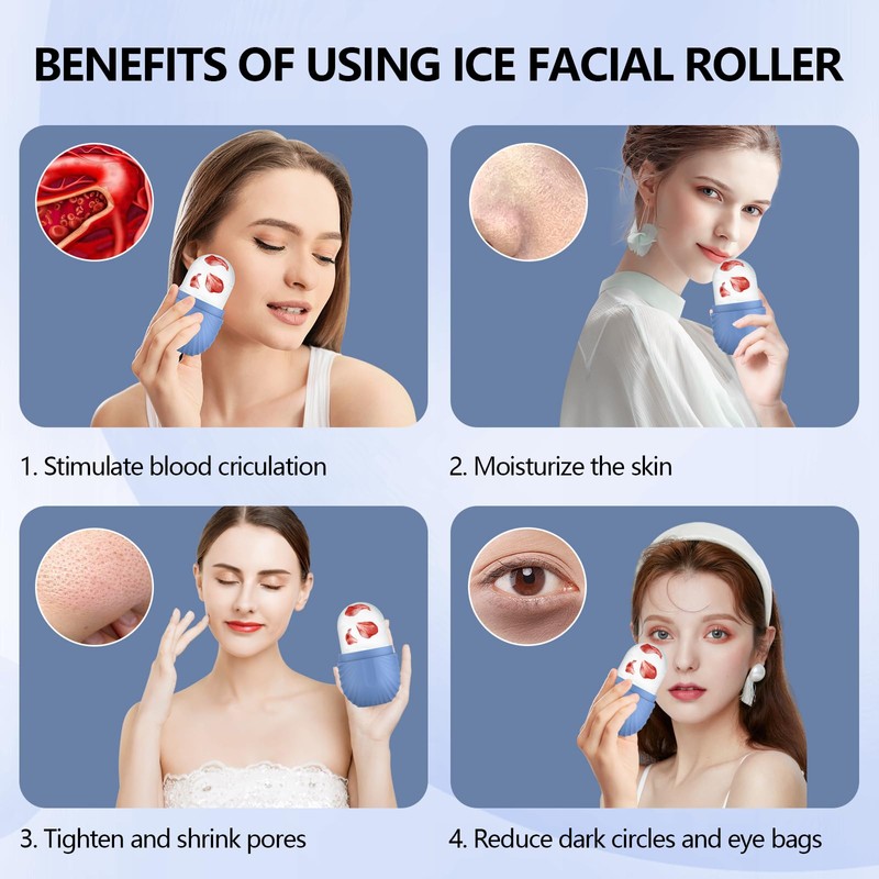2pcs Ice Roller for Face and Eye, Silicone Ice Facial