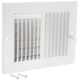 EZ-FLO 8 x 6 Inch (Duct Opening) Air Vent Cover for Wall or Ceiling, Two-Way Ventilation Register, Solid Steel HVAC Register Cover, White, 61661