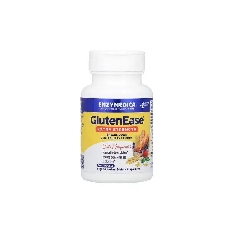 Enzima Glutenease Extra Strength, Enzymedica,30 Cápsulas Sabor Sin Sabor