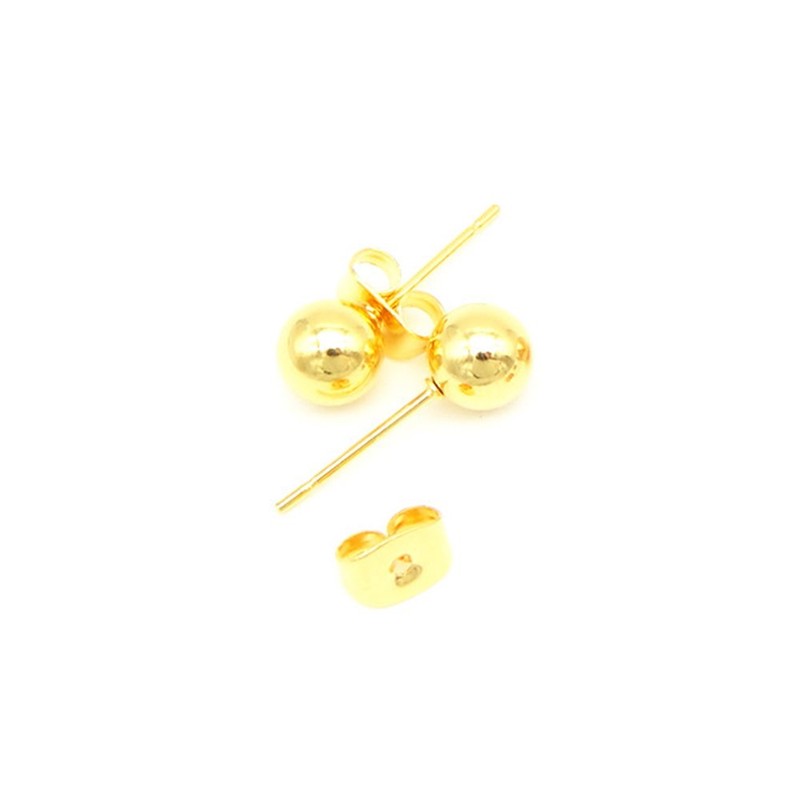 Goldenchen 14K Real Yellow Gold Plated 3mm/4mm/5mm/6mm/7mm/8mm Round Ball Stud