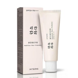 Protector solar de arroz coreano SPF 50+ de amplio espectro PA++++, 1.7 oz | Sin yeso blanco, fórmula mineral ligera, probióticos, todo tipo de piel