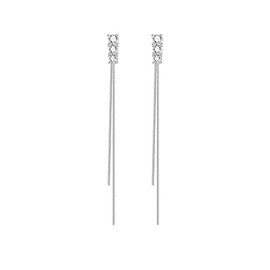 Silber Ohrringe für damen 925 Design mit doppelter Linie und 3 Zirkonen. Ohrstecker aus Silber 925 für Damen oder 18K Gold, ideal als Geschenk zum Muttertag... Ohrringe mädchen. Schmuck (Versilberung)