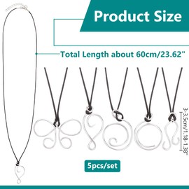 NBEADS 5 Pcs Adjustable Portuguese Knitting Necklace, 23.6 inch Yarn Tension Control Knitting Tool Mixed Shape Aluminum Knitting Pin for Knitters Knitting Crochet Project