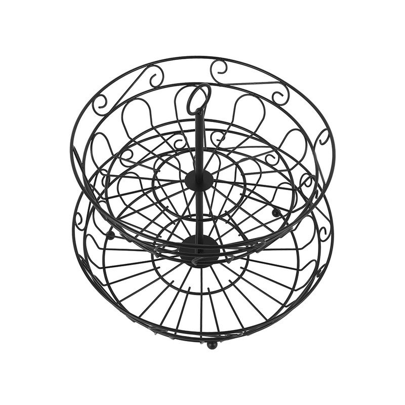 Fruit Basket Black Iron European Style Double Layer Fruit Storage