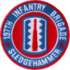 Ivamis 197th Infantry Brigade Iron on Patch Sledgehammer - 3x3