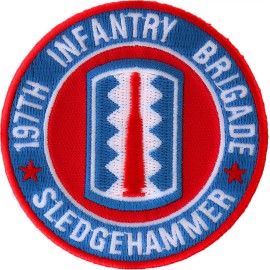Ivamis 197th Infantry Brigade Iron on Patch Sledgehammer - 3x3 inch - P5125