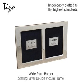 Siena 2x3 Wide Plain Silver Deco Double Picture Frame, Boutique Quality Photo Frame, Collection (925 Sterling Silver)