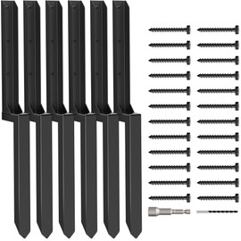 WINSOON Thickened Steel Fence Post Repair Kit 6Pack, One-Piece No Splicing Heavy Duty Anchor Fence Post Repair Stakes for Broken Tilted Wooden Posts, Ground Spike Repaired for Tilted Vinyl Fences