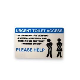Disability Awareness Urgent Toilet Access Card, Weak Bladder/Bowel, Blue