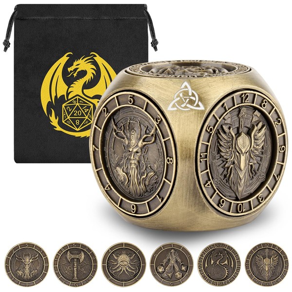 DND Fingertip Spinner Dice, 7-in-1 Metal Dice Set with 3D