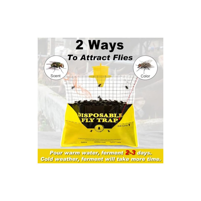 Glovv Outdoor Fly Traps - 6 Pack Disposable Bug Catchers