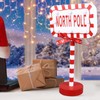 Christmas Stop Here Decor Metal Solid Wood LED Delicate Santa