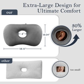 Ear Piercing Pillow for Side Sleepers, Larger Ear Hole Design for Comfortable Sleep, Adjustable Ear Pillows with Soft Washable Cover, Ideal for Piercing Care and Support (Gray)