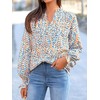 MASCOMODA Womens V Neck Floral Long Sleeve Tops 2025 Summer