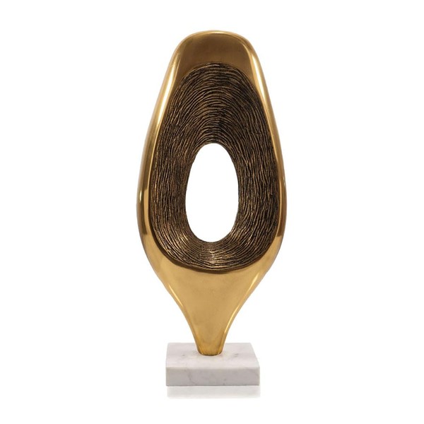 HomeRoots 19" Gold and White Aluminum and Marble Abstract Tabletop