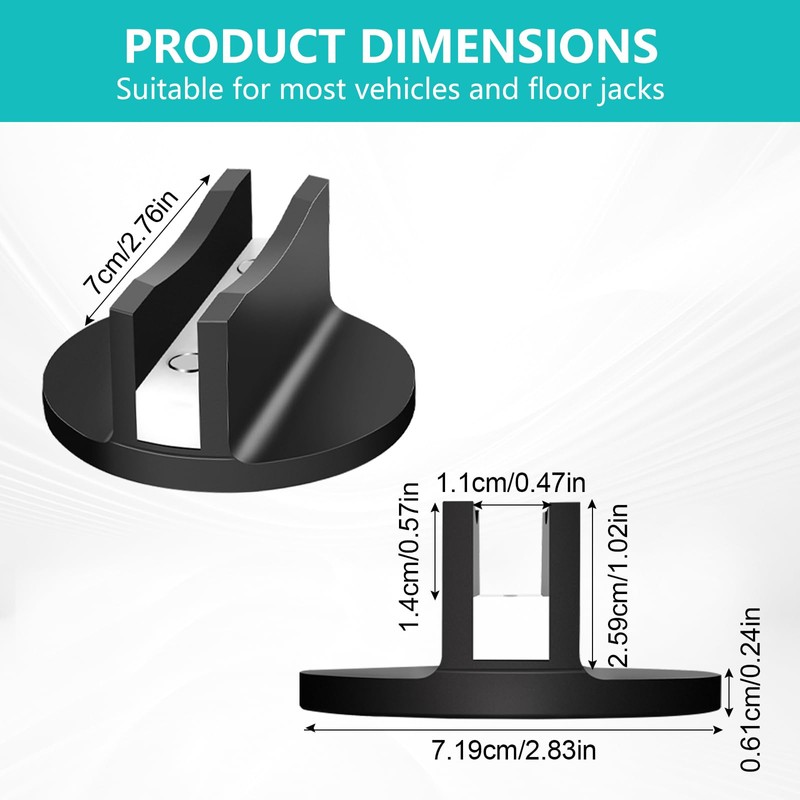 Chelhead Black Magnetic Floor Jack Pad, 2 Pack Aluminum Grooved