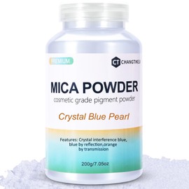 Mica Powder,7.05OZ（200g）,Crystal Blue Pearl Mica Powder Pigment for Epoxy Resin，Lip Gloss，Car Paint，Dye，Soap Making，Nail Polish,Epoxy Resin,Candle Making,Bath Bombs