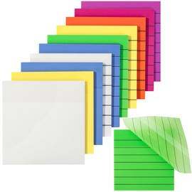Mr. Pen- Transparent Sticky Notes, 3"x3", 10 Pads, 7X Lined, 3X Blank, 500 Sheets, Vibrant Colors, Lined Transparent Sticky Notes Lines, Back to School Supplies, Stocky Notes for Bible Journaling