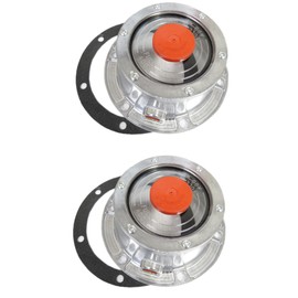 2 Pack of TORQUE Hubcap 3434009 Aluminum Hub Cap with 5 Extra Red Rubber Plug for Trailer Axle (Replaces Stemco 343-4009, 3434009, SKF 1643, 1743, 1843) (TR3434009, TR3595990)