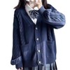 TYYRBMG Women's School Cardigan, V-Neck with Pockets, JK Uniform, Sweater,