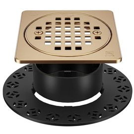 4 Inch Grate Kit Champagne Bronze Shower Drain with ABS Flange-Compatible with Schluter Kerdi Drain Flange- with Height Adjustment Collar-SUS304 Stainless Steel Grate