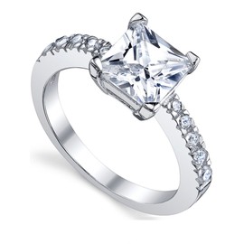 Bonndorf 1.25 Carat Princess Cut Cubic Zirconia CZ Sterling Silver 925 Engagement, Wedding Ring Size 9