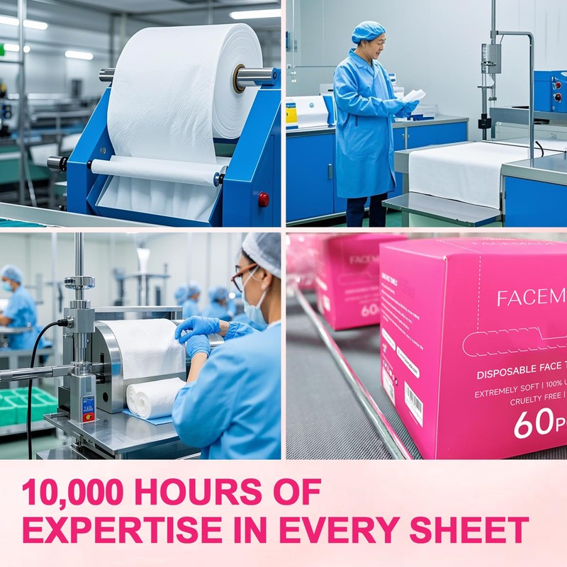 FACEMADE 60 Count XXL Disposable Face Towels 12" × 12",