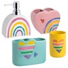 Allure Home Creation Rainbow Hearts 4-Piece Ceramic Bathoom Accessory Set