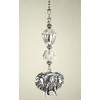 Silvery Metal Double-Sided Elephant Head with Faceted Clear Glass Ceiling