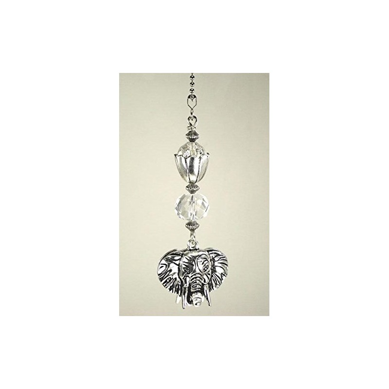 Silvery Metal Double-Sided Elephant Head with Faceted Clear Glass Ceiling
