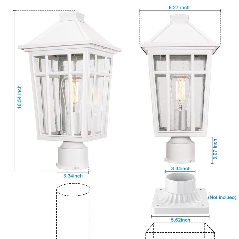Darkaway Large Outdoor Post Lights Lamp Post Light Fixture, 17inch