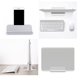 Oranlife Vertical Laptop Stand Holder, Vertical Desktop Holder with Adjustable Dock Size, Laptops Holder Compatible with All Notebooks MacBook Surface Gaming Pad(White)