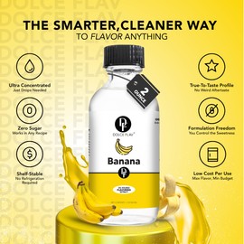 Dolce Flav Banana Extract – 8 Ounce Oil-Soluble Kosher, Sugar-Free, Concentrated Ripe Banana Flavoring for Baking, Smoothies & Ice Cream