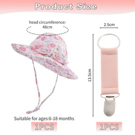 LCIEFKAE 1 floral pattern sun hat and 1 hat clip, children's fishing hat, cotton beach hat, outdoor travel material.