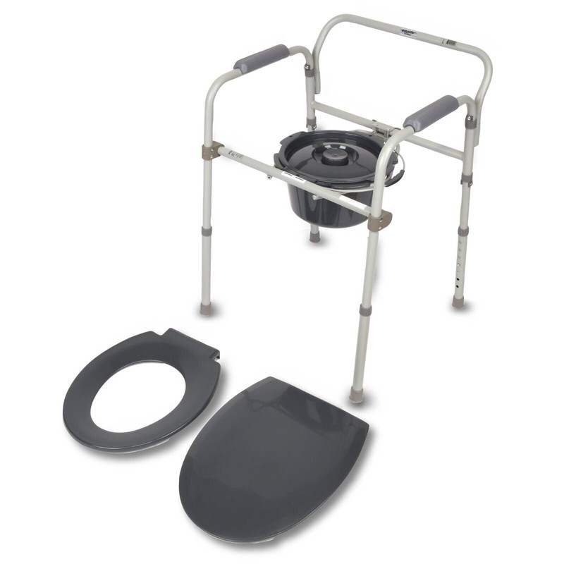 EQUATE Bedside Toilet Commode, Equate Steel Foldable 3-in-1 400 lb