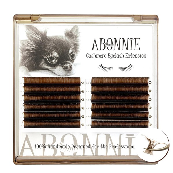 ABONNIE Brown Lash Extensions, Colored Lash Extensions, 0.07 D Curl